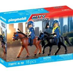 2 policiers cavaliers avec leurs chevaux PLAYMOBIL City action 71877