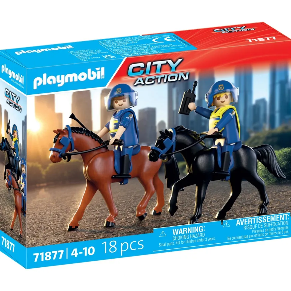 2 policiers cavaliers avec leurs chevaux PLAYMOBIL City action 71877