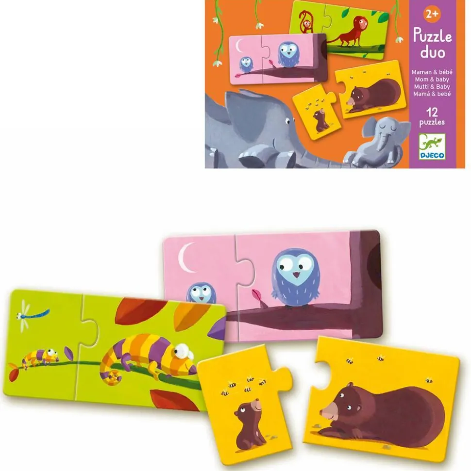 12 Puzzles Carton Maman Bébé