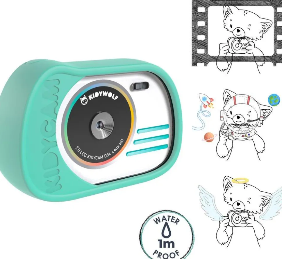 Appareil photo étanche turquoise Kidicam Kidywolf