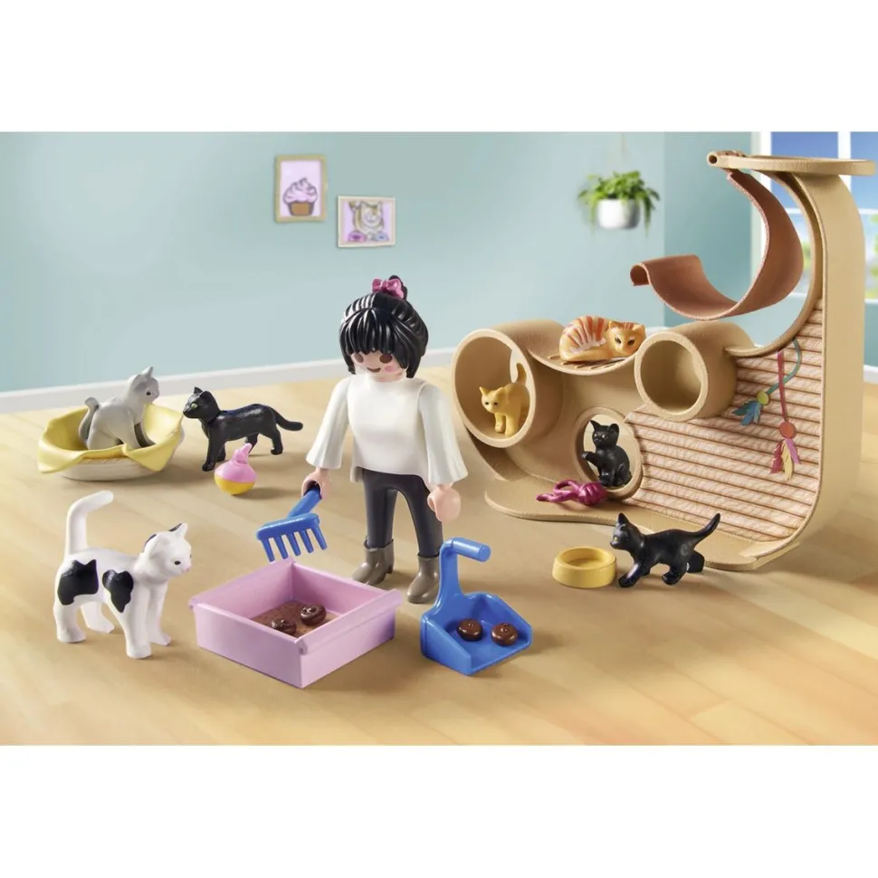 Bar à chats avec 6 chats et personnages Playmobil My Life 71744