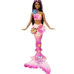Barbie Sirène fleurs magique brune