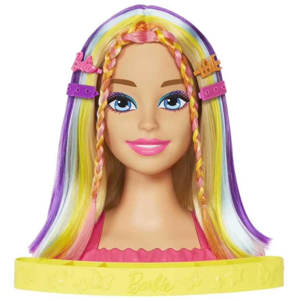 Barbie Ultra chevelure - Tête à coiffer blonde mèches arc-en-ciel