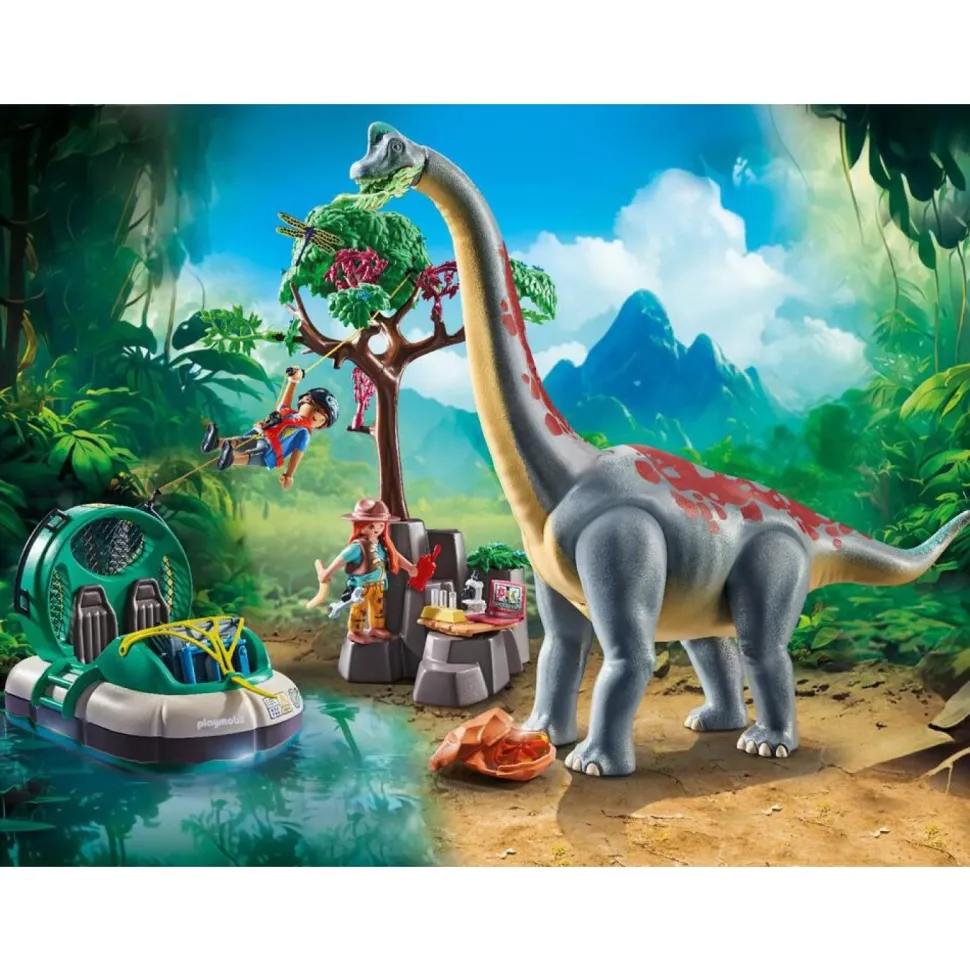Brachiosaure, explorateurs, aéroglisseur Playmobil Dinos 71819