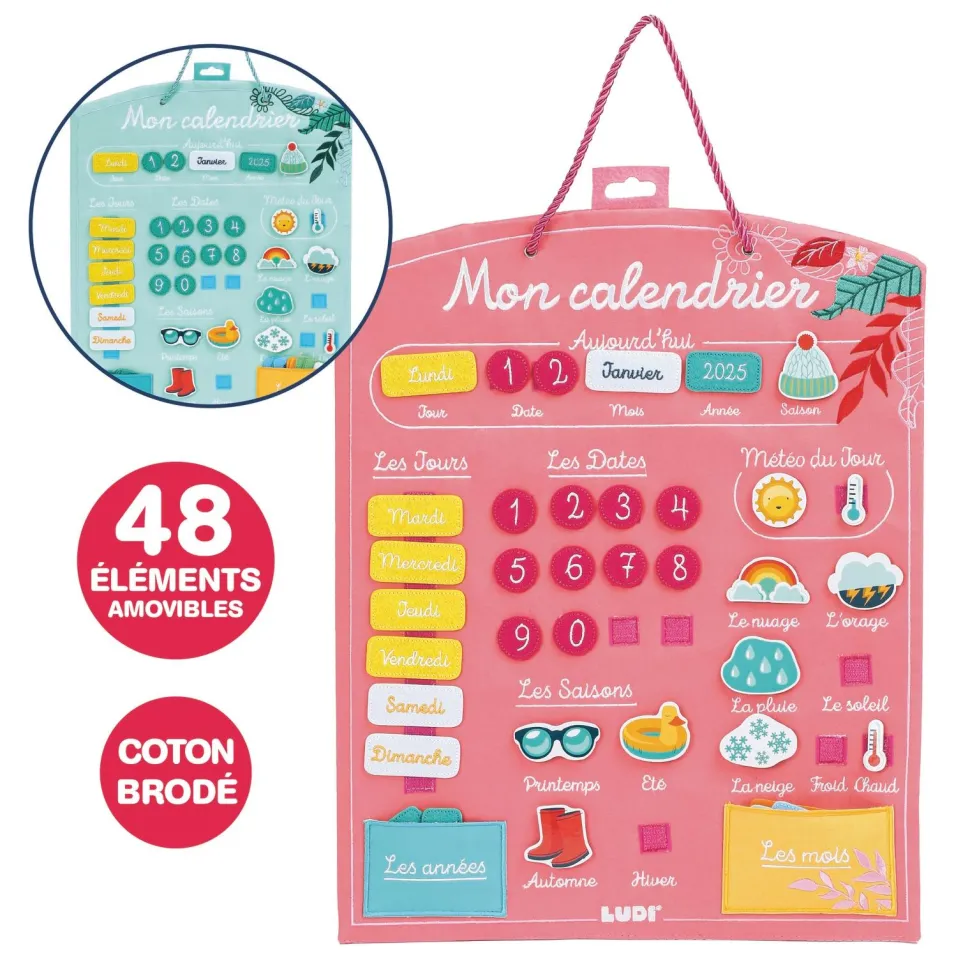 Calendrier mural rose