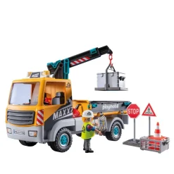 Camion grue avec ouvrier & accessoires Playmobil Action Heroes 71750