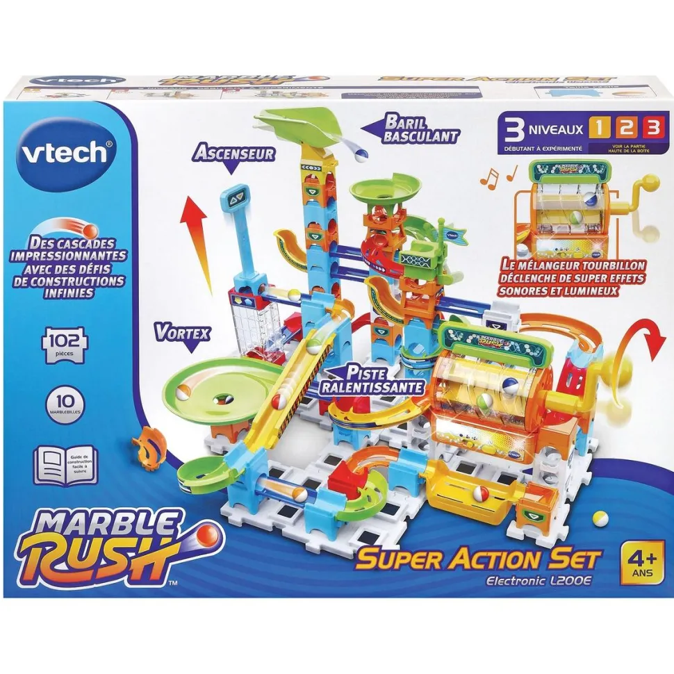 Circuit à billes Super Action Marble Rush - set électronique L200E