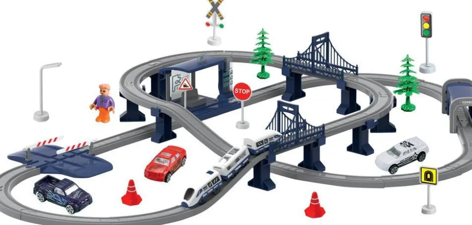 Circuit De Train Avec Lumières Et Sons - 104 Pièces