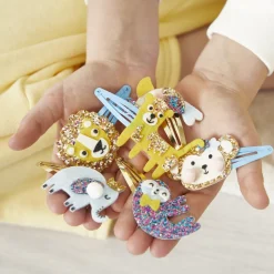 Coffret 6 barrettes pailletées à créer Animaux exotiques