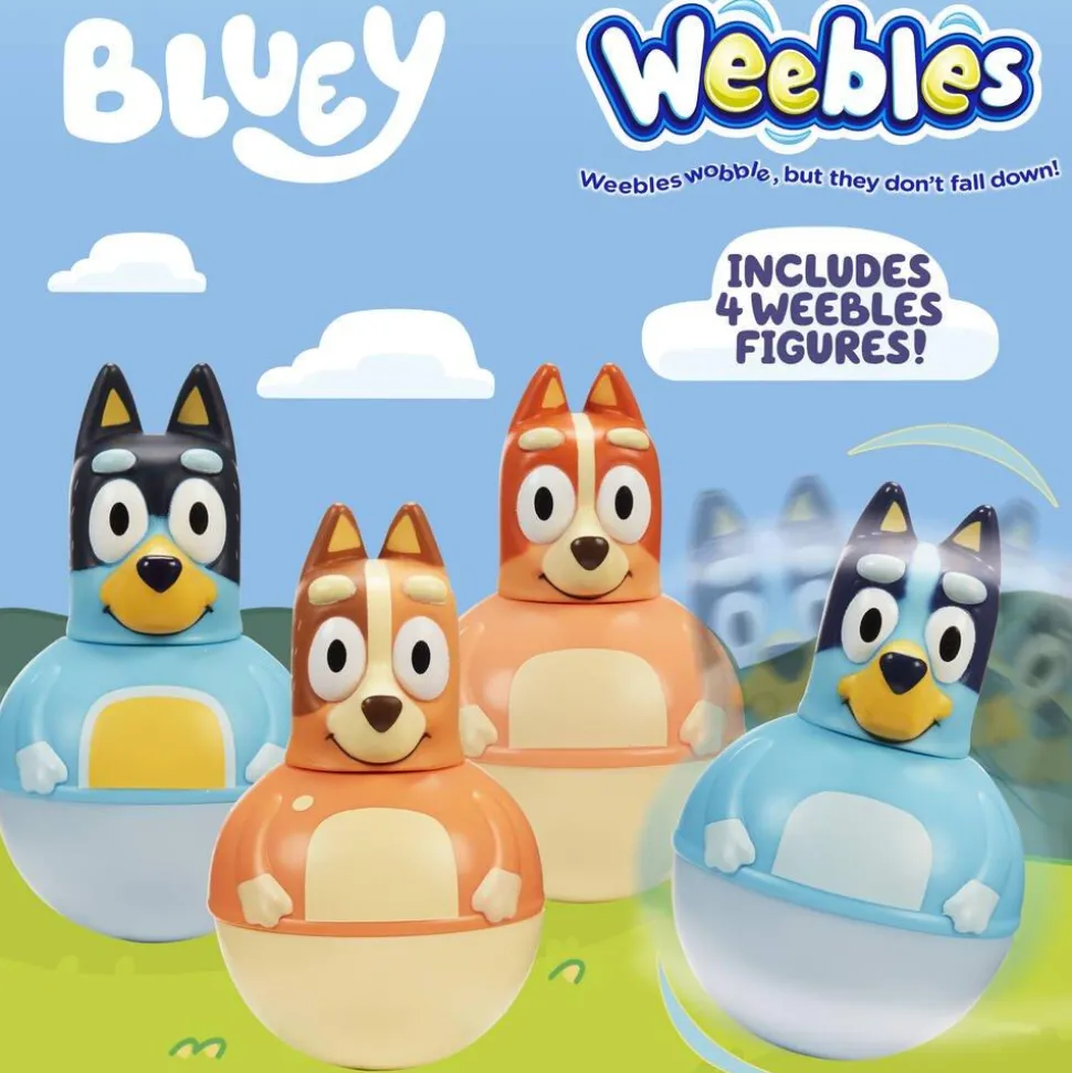 Coffret 4 Personnages culbuto Bluey
