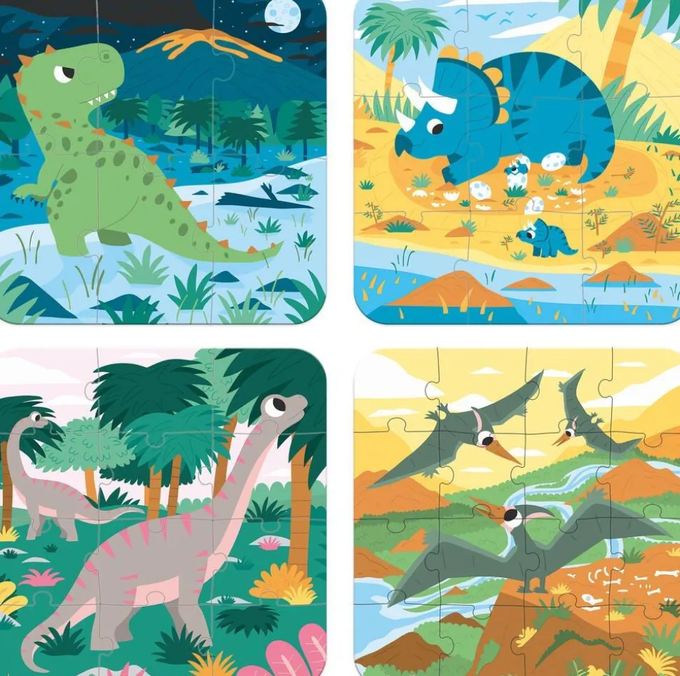 Coffret 4 puzzles Dinosaures