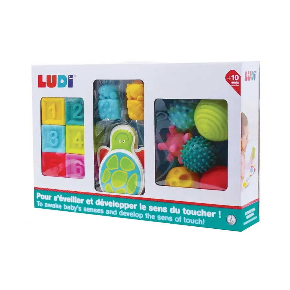 Coffret d'éveil - livres + cubes + balles