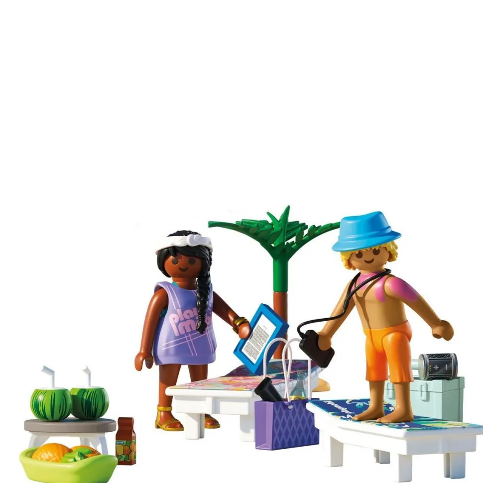 Couple vacanciers à la plage et transats Playmobil My Life 71908