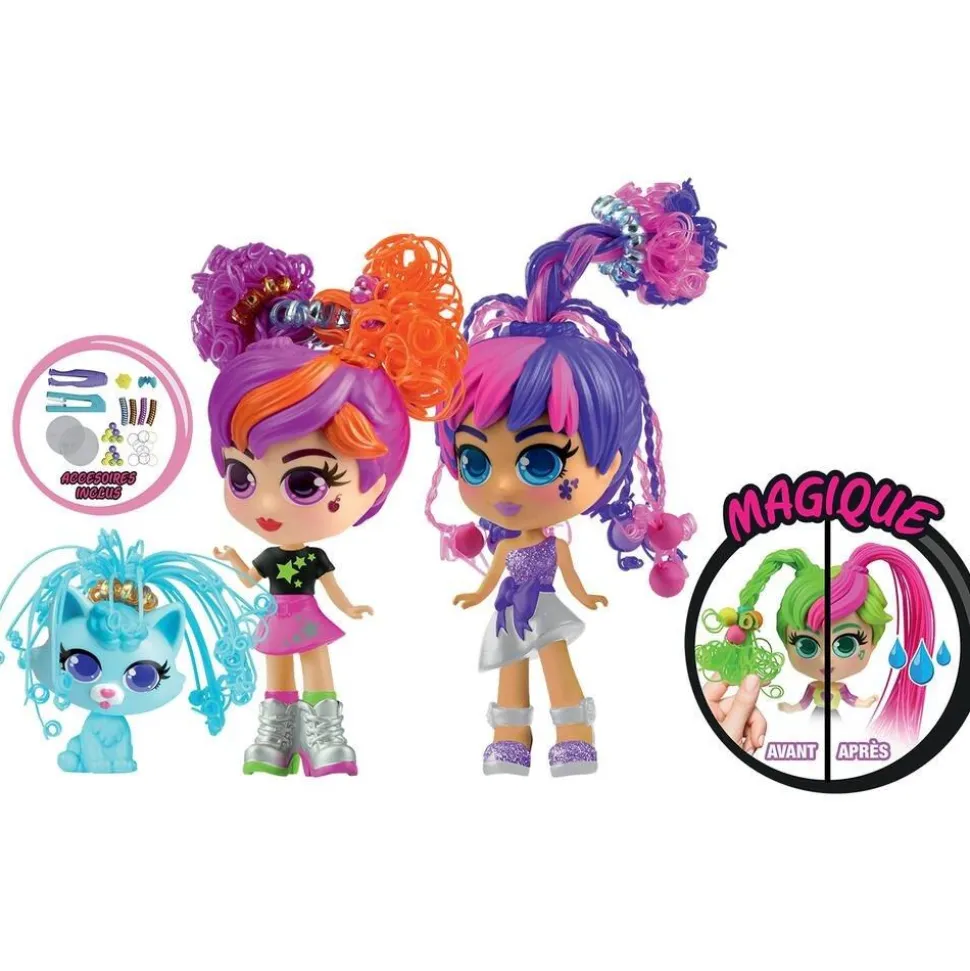 Curligirls Et Pet Twin Set - Lot De 2 Poupées Et 1 Animal
