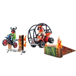 Duo de cascadeurs avec quad et moto PLAYMOBIL MY LIFE 71808