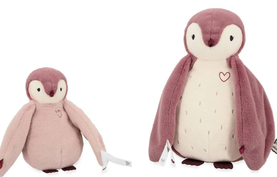 Duo De Peluches Manchots Roses Doux Et Rassurants Avec Rubans En C