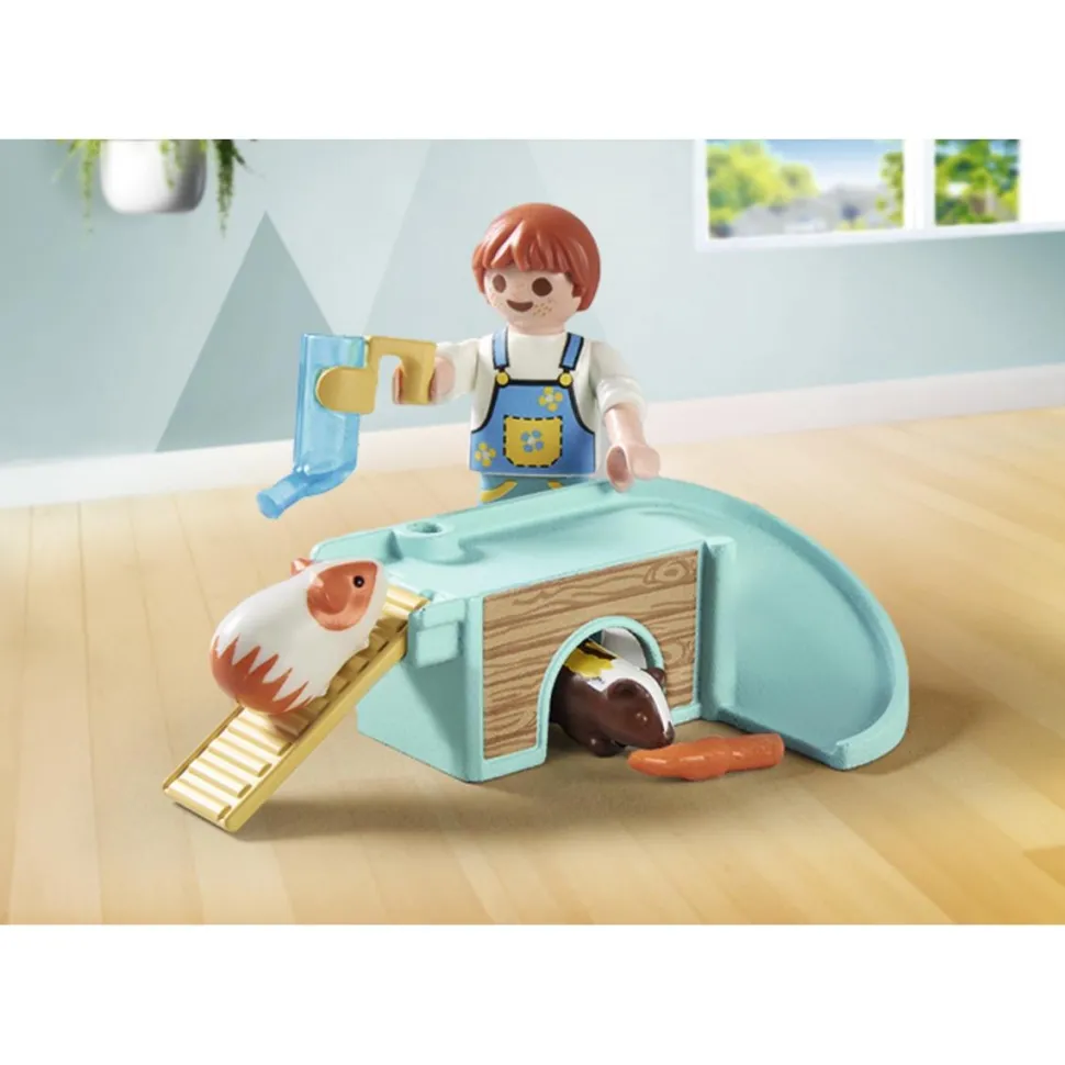 Enfant avec 2 cochons d'Inde et accessoires Playmobil My Life 71746