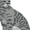 Figurine Chat tigré gris clair assis Bloc de construction Jekca