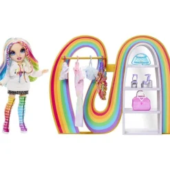 Garde robe arc en ciel avec poupée Rainbow High