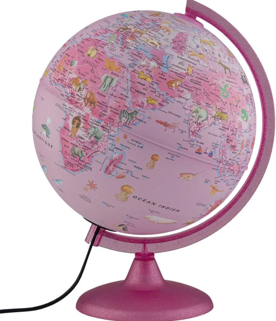 Globe Lumineux Zoo Rose 25 Cm