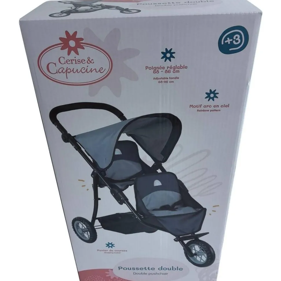 Grande poussette double 3 roues