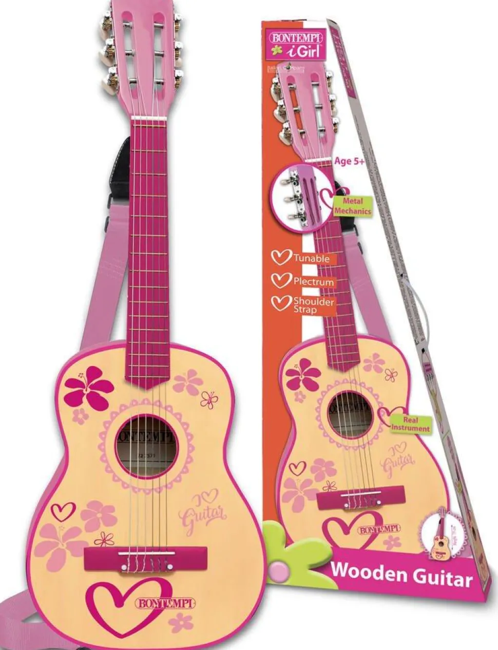 Guitare En Bois Avec Bandoulière Pour Jeunes Filles