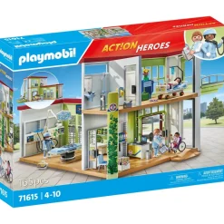 Hôpital aménagé avec toit végétal Playmobil Action Heroes 71615