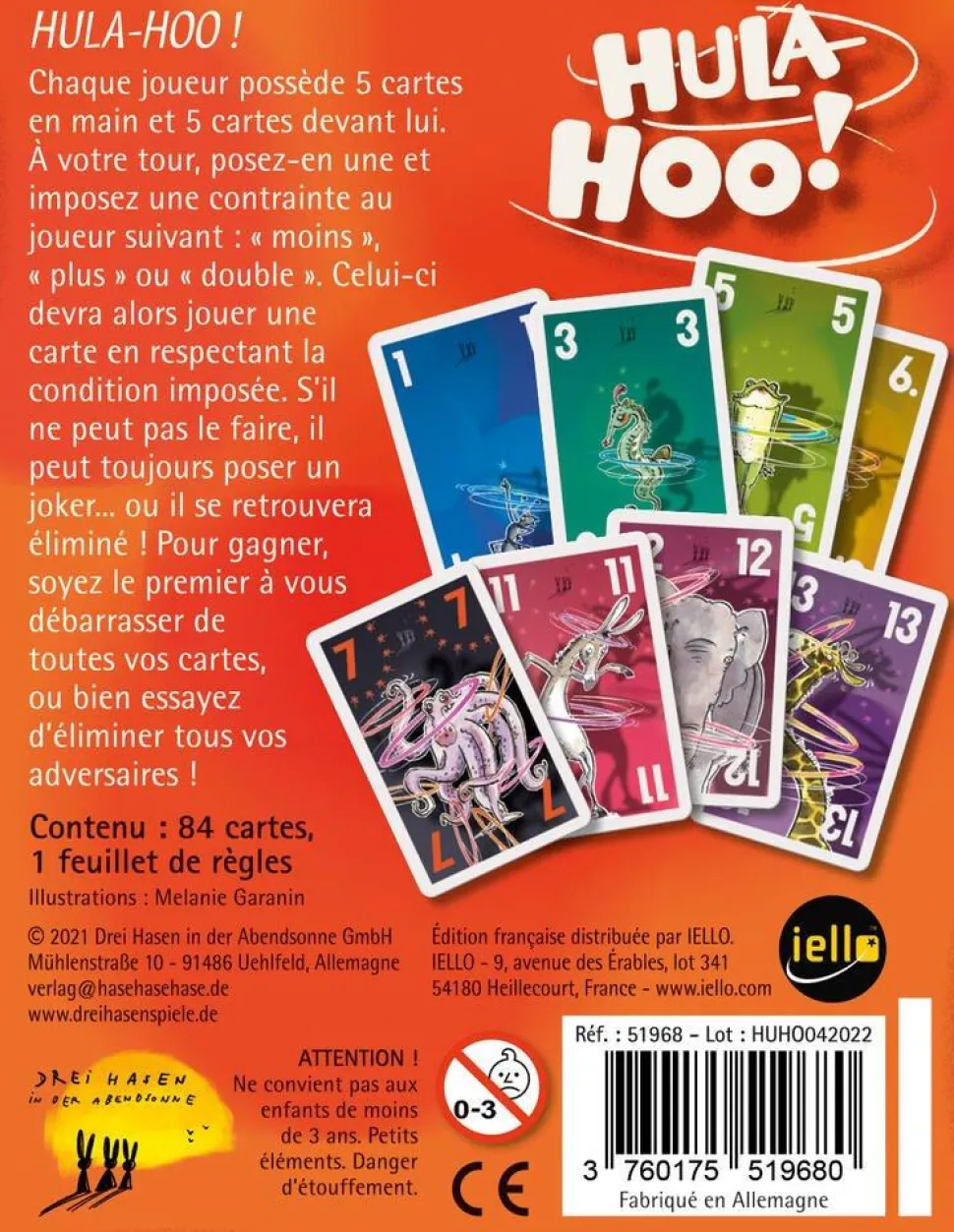 Jeu De Société Hula Hoo, 8 Ans Et Plus, Marque Iello