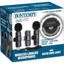 Kit réseau sociaux avec microphone cravate et anneau lumineux