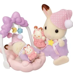 Le coucher des sœurs lapin chocolat Sylvanian families 5806