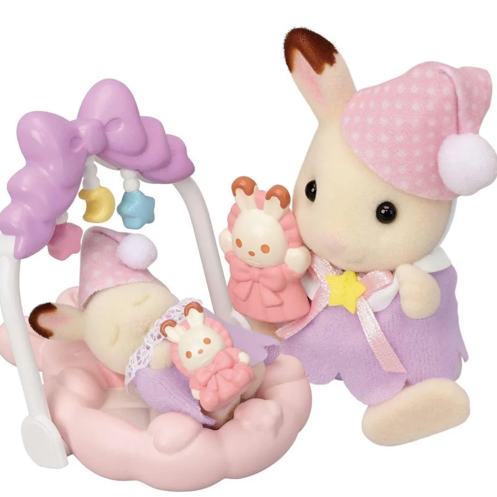 Le coucher des sœurs lapin chocolat Sylvanian families 5806