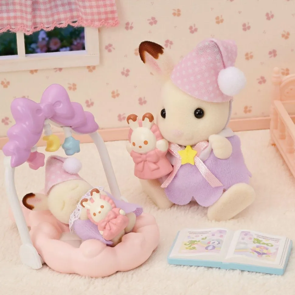 Le coucher des sœurs lapin chocolat Sylvanian families 5806