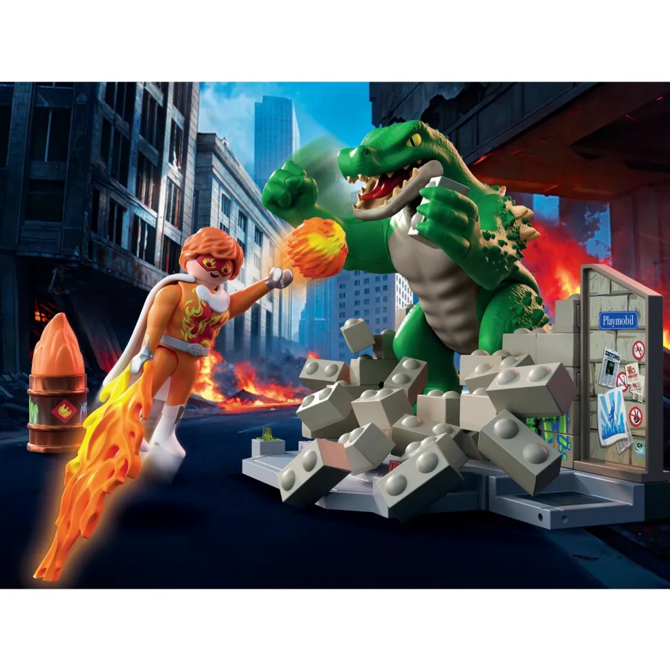 Les super-héros contre le lézard géant Playmobil Heroes 71831