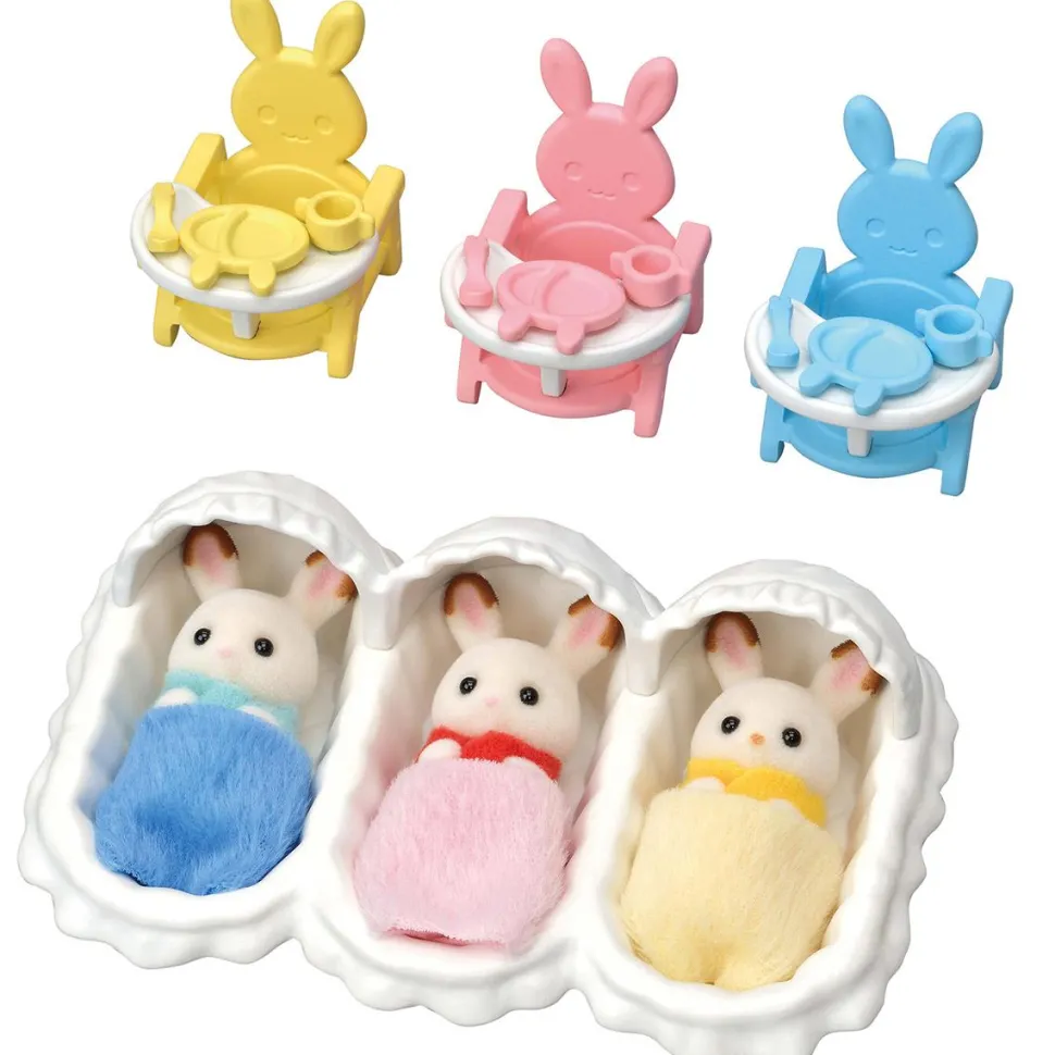 Les triplés lapin chocolat et accessoires puériculture - Sylvanian Families 5532