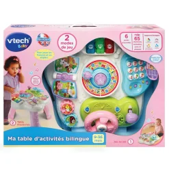 Ma table d'activités bilingue rose