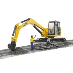 Mini pelleteuse caterpillar et figurine