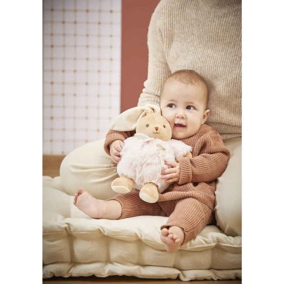 Patapouf doudou lapin rose 17cm
