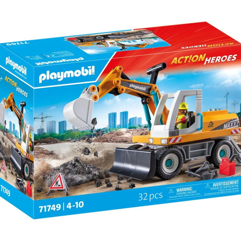 Pelleteuse mécanique et ouvrier Playmobil Action Heroes 71749