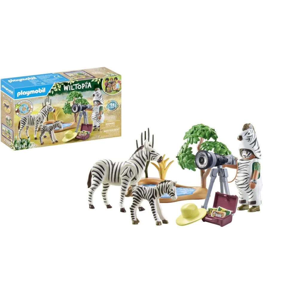 Photographe avec déguisement et zèbres Playmobil Wiltopia 71295