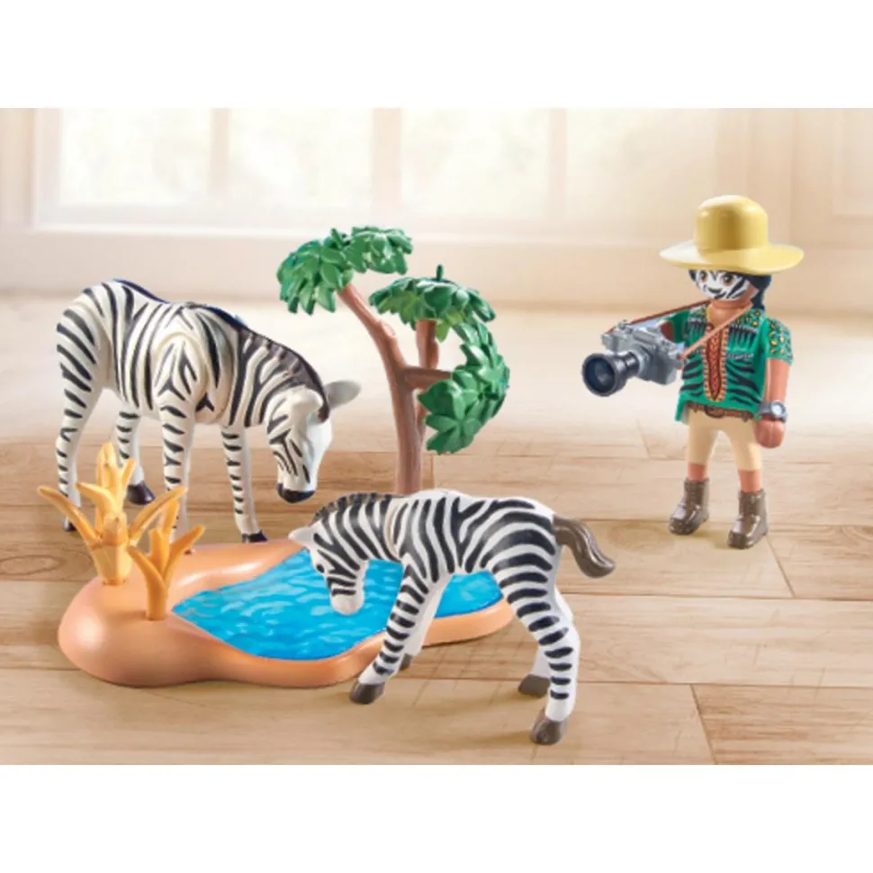 Photographe avec déguisement et zèbres Playmobil Wiltopia 71295