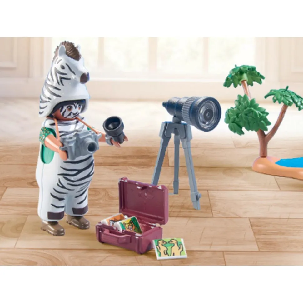 Photographe avec déguisement et zèbres Playmobil Wiltopia 71295