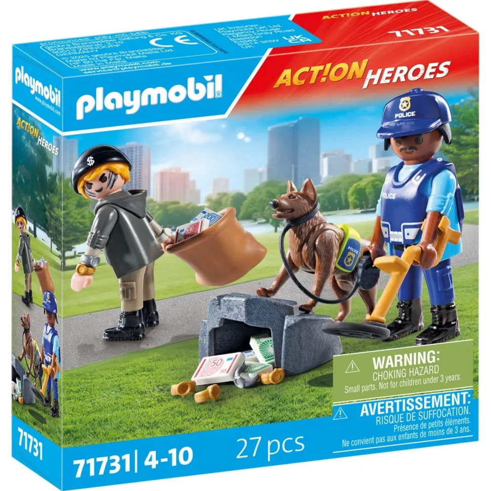 Policier avec chien de recherche et voleur PLAYMOBIL ACTION HEROES 71731