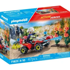 Pompier avec quad et arbustes enflammés PLAYMOBIL ACTION HEROES 71825