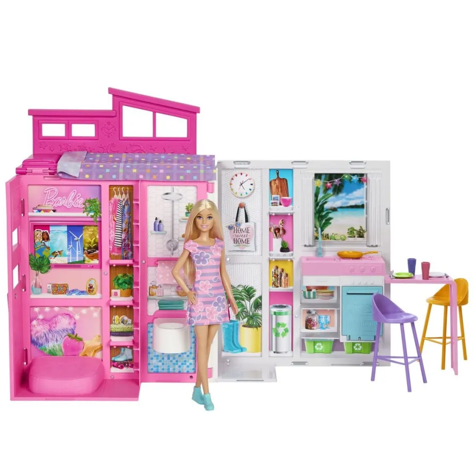 Poupée Barbie maison de vacances à emporter