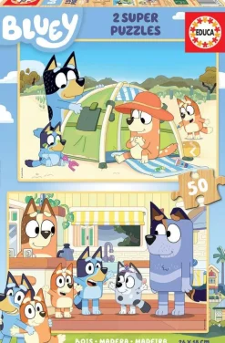 Puzzle Bluey En Bois, 2x50 Pièces