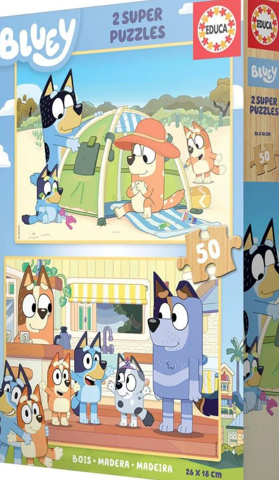 Puzzle Bluey En Bois, 2x50 Pièces