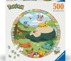 Puzzle Rond 500 Pièces Pokemon En Fleurs
