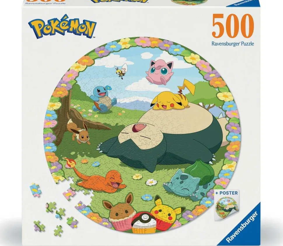 Puzzle Rond 500 Pièces Pokemon En Fleurs
