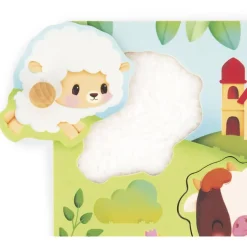 Puzzle tactile en bois 5 pièces - thème animaux de la ferme