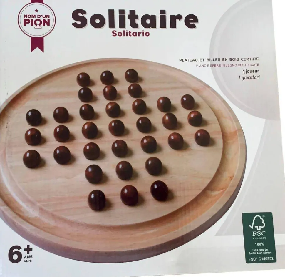 Solitaire En Bois Nom D'un Pion